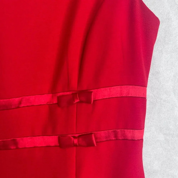 Julian Taylor Power Red Sleeveless Sheath‎ Dress with Bow Detail Size 6 - Picture 4 of 8